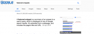 Google search for 'featured snippet'